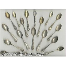 A GROUP OF EIGHTEEN SILVER ZODIAC SOUVENIR SPOONS