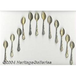 A GROUP OF TWELVE AMERICAN SILVER BIRTHSTONE SOUVENIR SPOONS