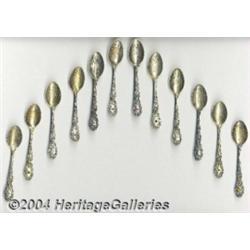 A GROUP OF TWELVE AMERICAN SILVER BIRTHSTONE SOUVENIR SPOONS