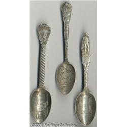 A GROUP OF THREE AMERICAN SILVER PATRIOTIC SOUVENIR SPOONS