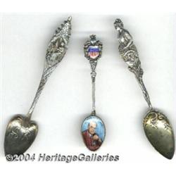 A GROUP OF THREE AMERICAN SILVER PATRIOTIC SOUVENIR SPOONS