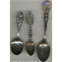 A GROUP OF THREE AMERICAN SILVER PATRIOTIC SOUVENIR SPOONS