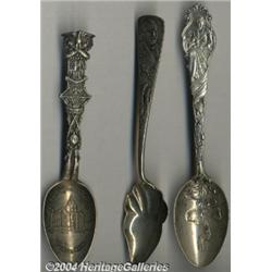 A GROUP OF THREE AMERICAN SILVER PATRIOTIC SOUVENIR SPOONS