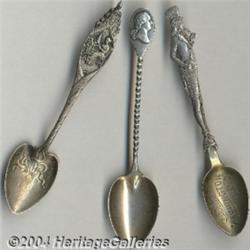 A GROUP OF THREE AMERICAN SILVER PATRIOTIC SOUVENIR SPOONS