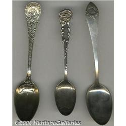 A GROUP OF THREE AMERICAN SILVER PATRIOTIC SOUVENIR SPOONS