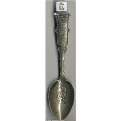 AN AMERICAN SILVER AND ENAMEL ULYSSES S. GRANT SOUVENIR SPOON