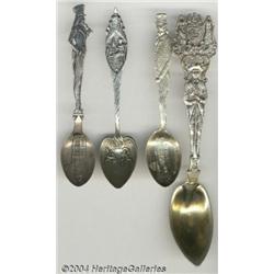 A GROUP OF FOUR AMERICAN SILVER PATRIOTIC SOUVENIR SPOONS