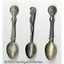 THREE AMERICAN SILVER SOUVENIR SPOONS