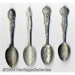 A GROUP OF FOUR SILVER MILITARY SOUVENIR SPOONS