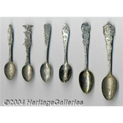 A GROUP OF SIX SILVER MILITARY SOUVENIR SPOONS
