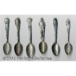 A GROUP OF SIX SILVER MILITARY SOUVENIR SPOONS