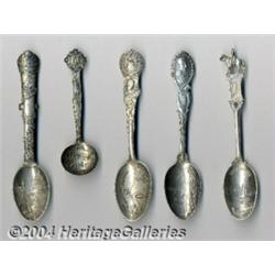 A GROUP OF FOUR SILVER MILITARY SOUVENIR SPOONS