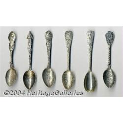A GROUP OF SIX SILVER MILITARY SOUVENIR SPOONS