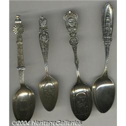 A GROUP OF FOUR SILVER SOUVENIR SPOONS