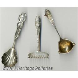 THREE SILVER SOUVENIR SERVING PIECES