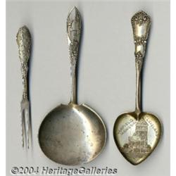 THREE SILVER SOUVENIR SERVING PIECES