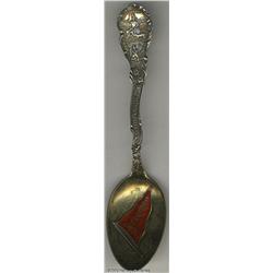 A SILVER AND ENAMEL COLLEGIATE SOUVENIR SPOON
