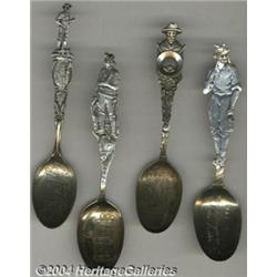 FOUR SILVER MINING SOUVENIR SPOONS