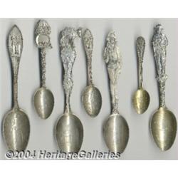 SEVEN SILVER MINING SOUVENIR SPOONS