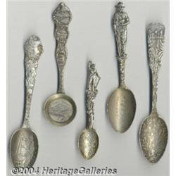 FOUR SILVER MINING SOUVENIR SPOONS
