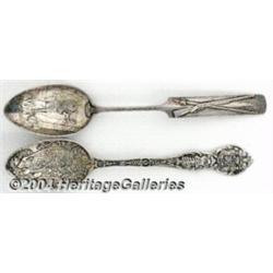 TWO SILVER WILDLIFE SOUVENIR SPOONS