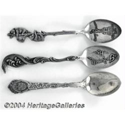 THREE SILVER WILDLIFE SOUVENIR SPOONS