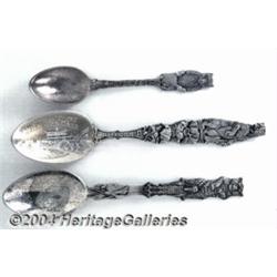 THREE SILVER WILDLIFE SOUVENIR SPOONS