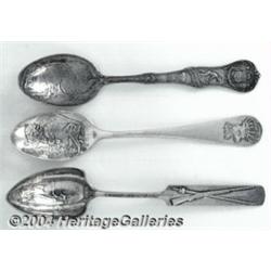 A GROUP OF THREE SILVER WILDLIFE SOUVENIR SPOONS