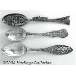 A GROUP OF THREE SILVER WILDLIFE SOUVENIR SPOONS