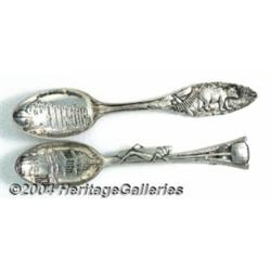 TWO SILVER WILDLIFE SOUVENIR SPOONS