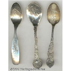 THREE SILVER MARINE LIFE SOUVENIR SPOONS