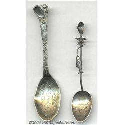 TWO SILVER MARINE LIFE SOUVENIR SPOONS