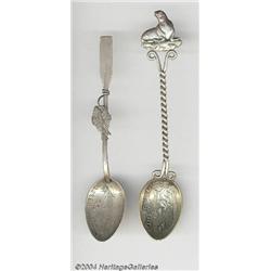 TWO SILVER MARINE LIFE SOUVENIR SPOONS