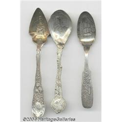 A GROUP OF THREE MARINE LIFE SOUVENIR SPOONS