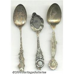 A GROUP OF THREE MARINE LIFE SOUVENIR SPOONS