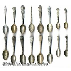 A GROUP OF NINETY-NINE SILVER STATE SOUVENIR SPOONS