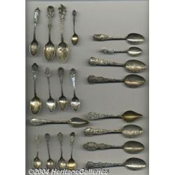 A GROUP OF ONE HUNDRED TEN SILVER STATE SOUVENIR SPOONS