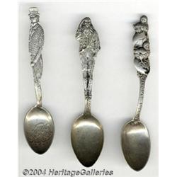 A GROUP OF THREE FIGURAL DEMITASSE SPOONS