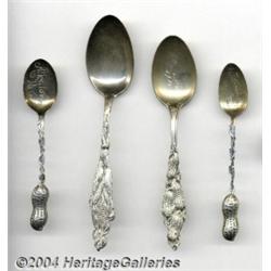 A GROUP OF FOUR SILVER AGRICULTURE SOUVENIR SPOONS
