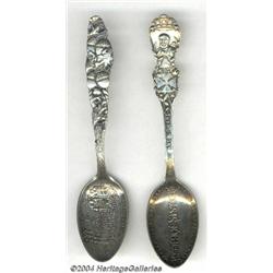 TWO SILVER ADVERTISING SPOONS