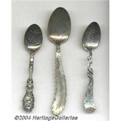 THREE SILVER ADVERTISING SPOONS