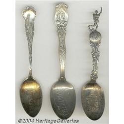 THREE SILVER ADVERTISING SPOONS