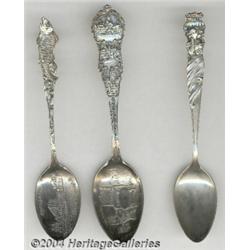THREE SILVER ADVERTISING SPOONS