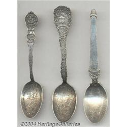THREE SILVER ADVERTISING SPOONS
