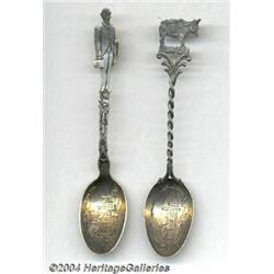 TWO SILVER ADVERTISING SPOONS