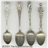 Image 1 : GROUP OF FOUR SILVER ADVERTISING DEMITASSE SPOONS