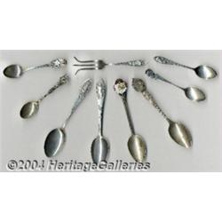 GROUP OF EIGHT SILVER HAWAIIAN SPOONS AND ONE FORK