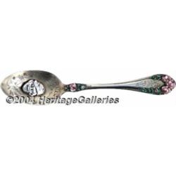 A SILVER AND ENAMEL BLACK AMERICANA MARDI GRAS SOUVENIR SPOON