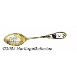 A SILVER AND ENAMEL PAN AMERICAN EXPOSITION SOUVENIR SPOON
