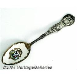 A SILVER AND ENAMEL NEW YORK STATE SOUVENIR SPOON